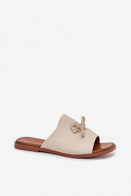 zapatillas de mujer con tacones anchos Con decoraciones ENiązaniem beige Norela