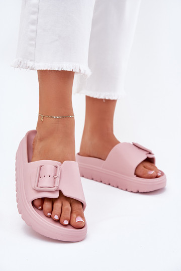 zapatillas de mujer Zapatillas ligeras con una plataforma con hebillas color rosa Viasara
