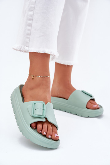 Zapatillas verdes ligeras para mujer con plataforma y hebillas "Viasara" 2