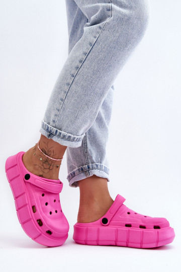 Chanclas tipo crocs con plataforma elevada color rosa Beckett