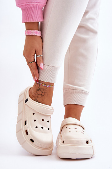 Chanclas tipo crocs con plataforma elevada beige Beckett