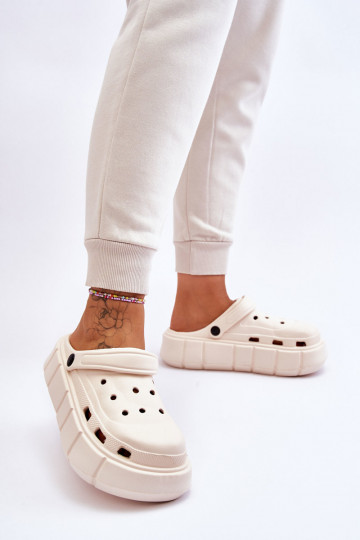 Chanclas tipo crocs con plataforma elevada beige Beckett 2