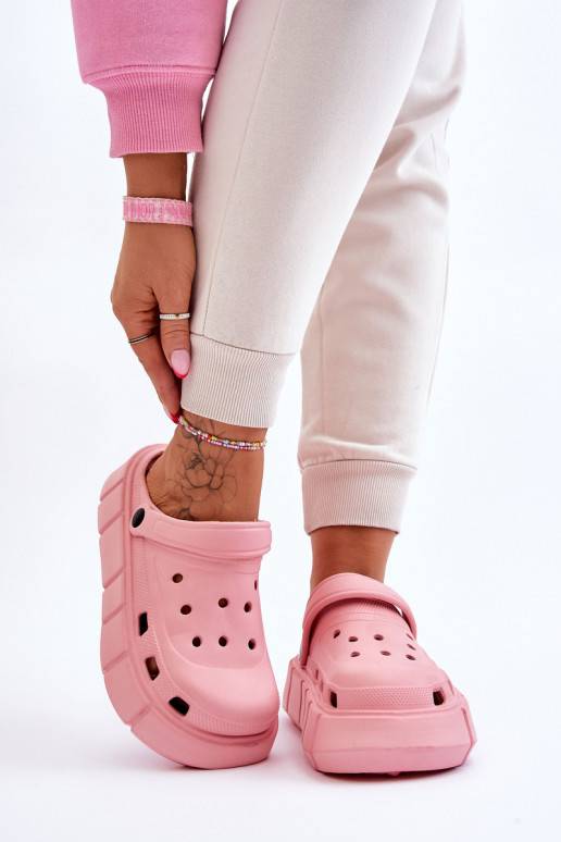 Chanclas tipo crocs con plataforma elevada color rosa Beckett