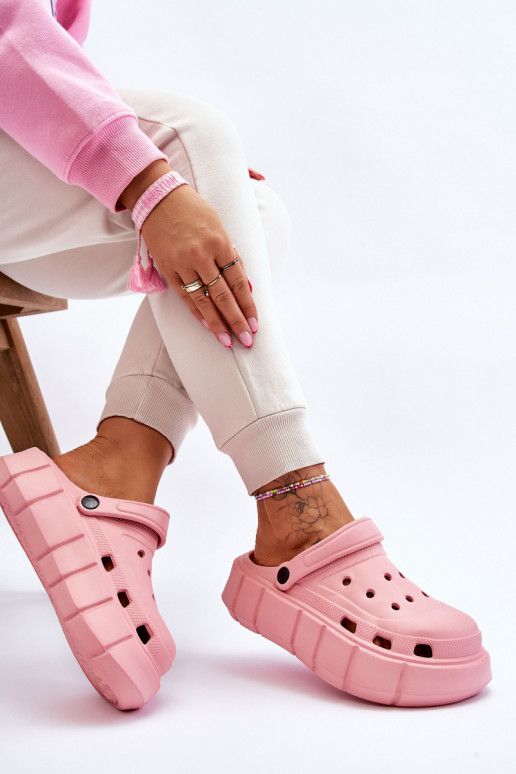 Chanclas tipo crocs con plataforma elevada color rosa Beckett
