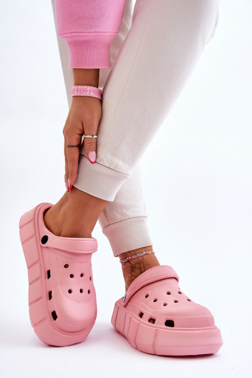 Chanclas tipo crocs con plataforma elevada color rosa Beckett