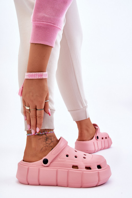 Chanclas tipo crocs con plataforma elevada color rosa Beckett