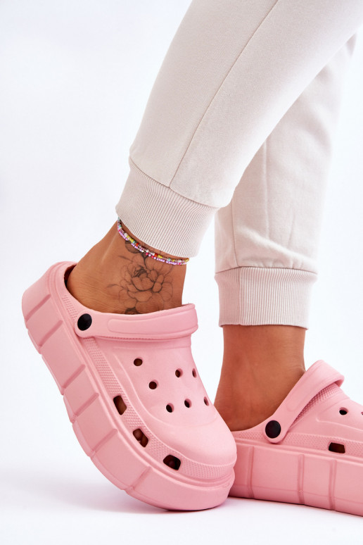 Chanclas tipo crocs con plataforma elevada color rosa Beckett