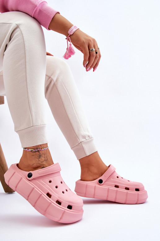 Chanclas tipo crocs con plataforma elevada color rosa Beckett