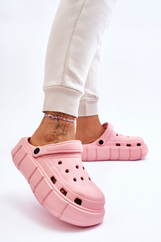 Chanclas tipo crocs con plataforma elevada color rosa Beckett