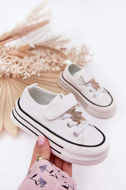 Infantil zapatos casuales Ze Złotą Przypinką osos de peluche el color blanco Solena