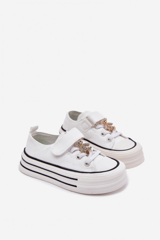 Infantil zapatos casuales Ze Złotą Przypinką osos de peluche el color blanco Solena