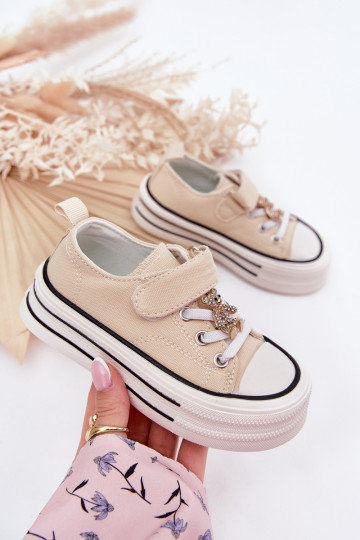 Infantil zapatos casuales Ze Złotą Przypinką osos de peluche beige Solena