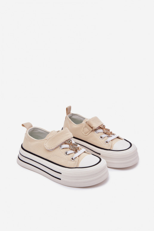 Infantil zapatos casuales Ze Złotą Przypinką osos de peluche beige Solena