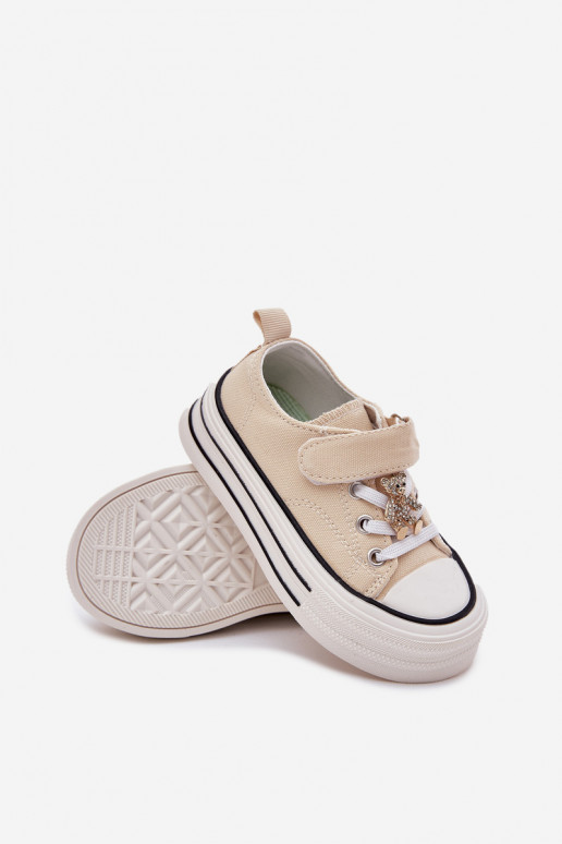 Infantil zapatos casuales Ze Złotą Przypinką osos de peluche beige Solena