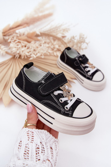 Infantil zapatos casuales Ze Złotą Przypinką osos de peluche de color negro Solena