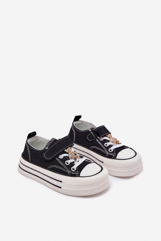 Infantil zapatos casuales Ze Złotą Przypinką osos de peluche de color negro Solena