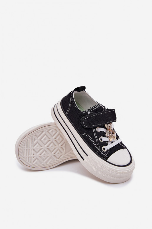 Infantil zapatos casuales Ze Złotą Przypinką osos de peluche de color negro Solena