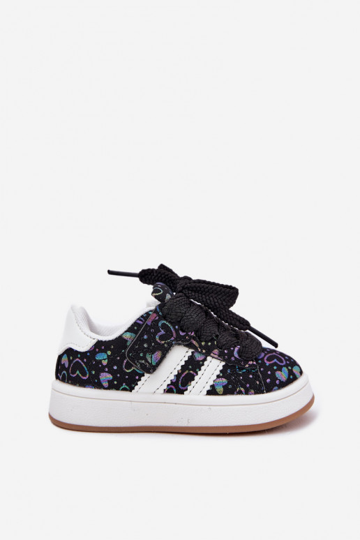 zapatillas Zapatillas modelo zapatos. Infantil con corazones de color negro Mirelle