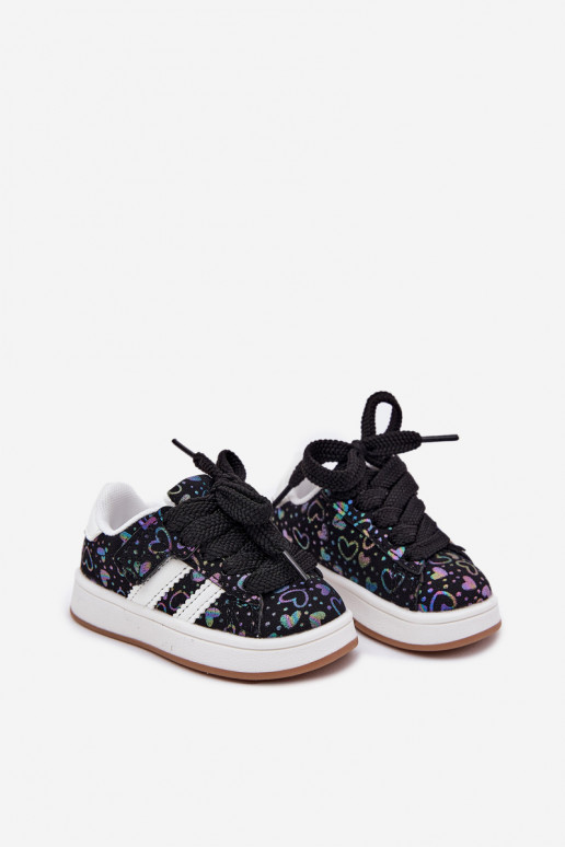zapatillas Zapatillas modelo zapatos. Infantil con corazones de color negro Mirelle