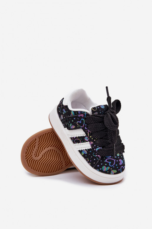 zapatillas Zapatillas modelo zapatos. Infantil con corazones de color negro Mirelle