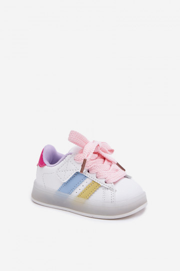 Zapatillas deportivas infantiles modelo "Sneakers" con suela brillante, color blanco-rosa "Arielle" 2
