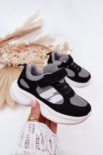 zapatillas Zapatillas modelo zapatos. Infantil con sujetadores adhesivos Negro y-color gris Selinea
