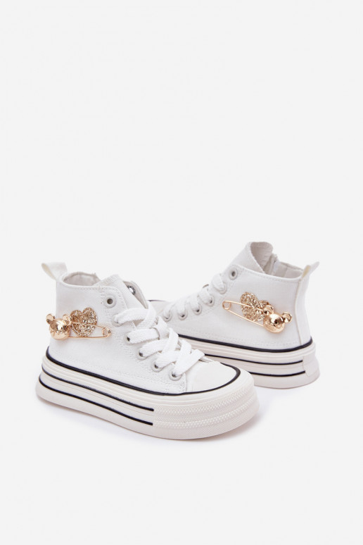 zapatos casuales Infantil Alto con detalles dorados el color blanco Elvena