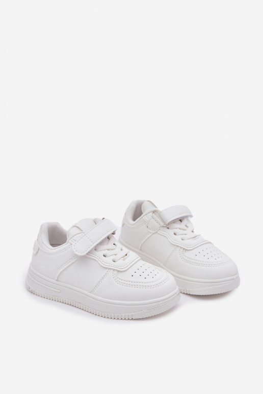 zapatos zapatillas de deporte para niños de cuero ecológico el color blanco Liora