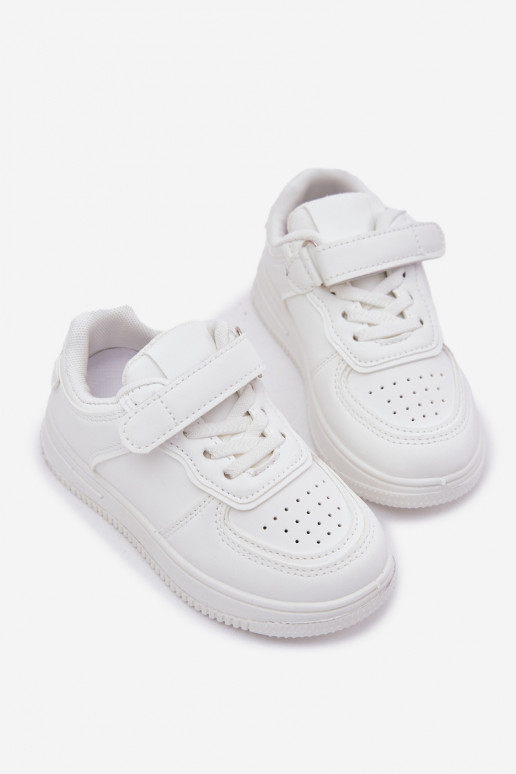 zapatos zapatillas de deporte para niños de cuero ecológico el color blanco Liora