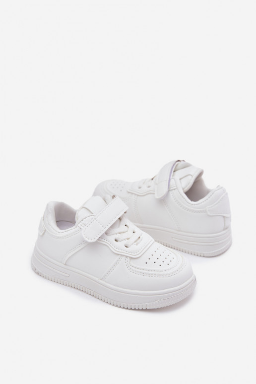 zapatos zapatillas de deporte para niños de cuero ecológico el color blanco Liora