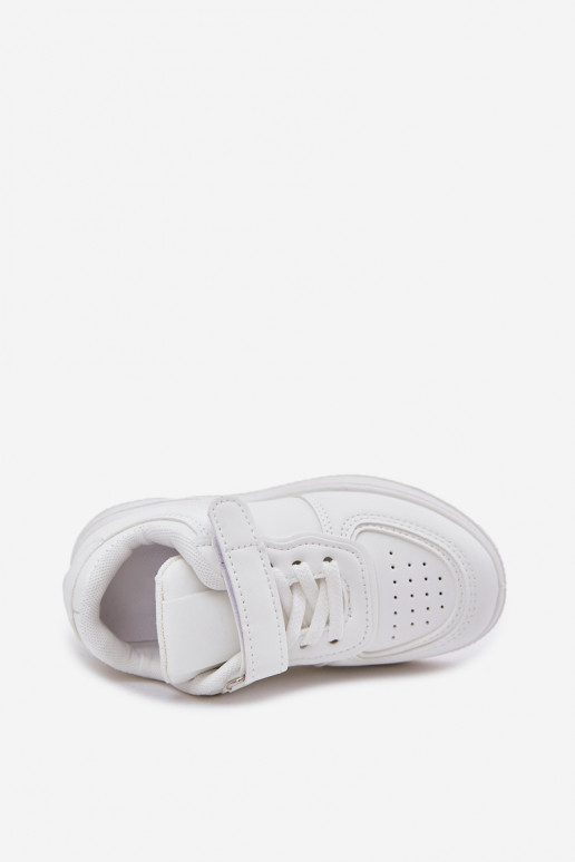 zapatos zapatillas de deporte para niños de cuero ecológico el color blanco Liora