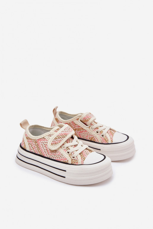 Infantil zapatos casuales con sujetadores adhesivos color rosa Zelina