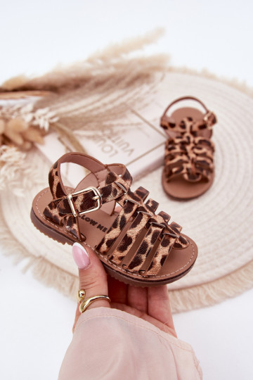 Sandalias infantiles de piel sintética con estampado de leopardo "Tai tuririana"