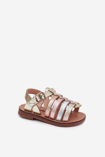 sandalias Infantil Infantil de cuero ecológico color dorado Tiene queriana 2