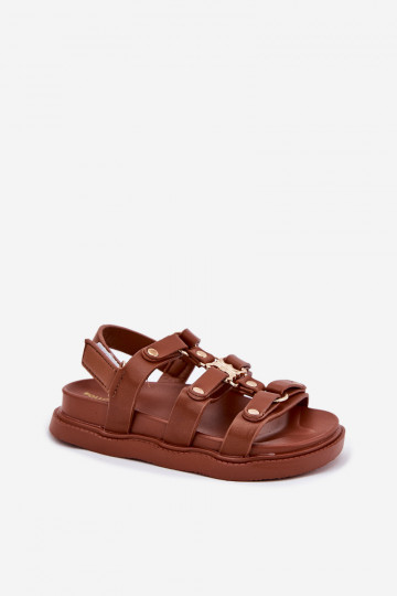 Sandalias infantiles con detalles en color dorado, color marrón "Lunessa" 2