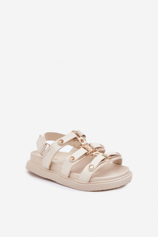 Infantil sandalias Ze color doradom Detalem beige Lunessa