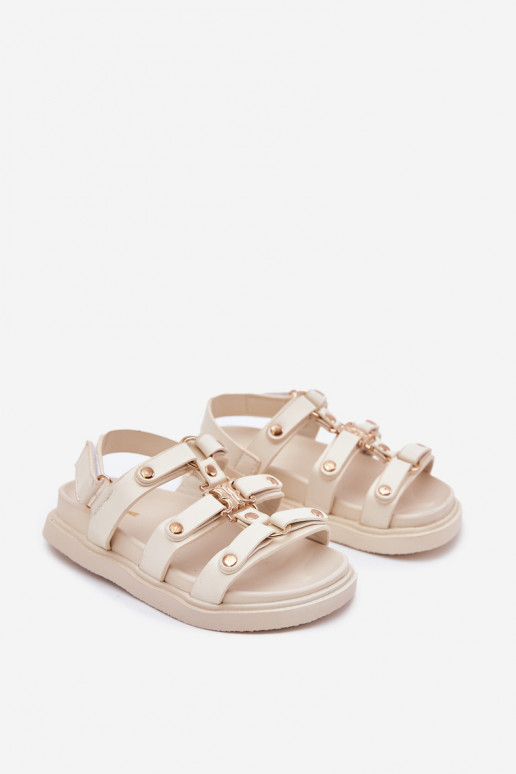 Infantil sandalias Ze color doradom Detalem beige Lunessa