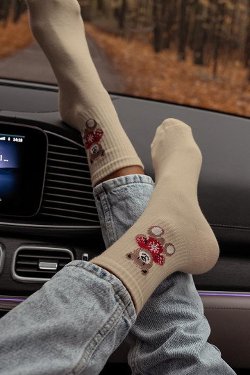 Medias Femenino osos de peluche A SAeterku beige