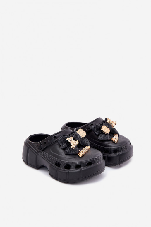 Zapatillas Infantil Infantil Zapatillas ligeras con cintas I Ozdobami de color negro Selvana