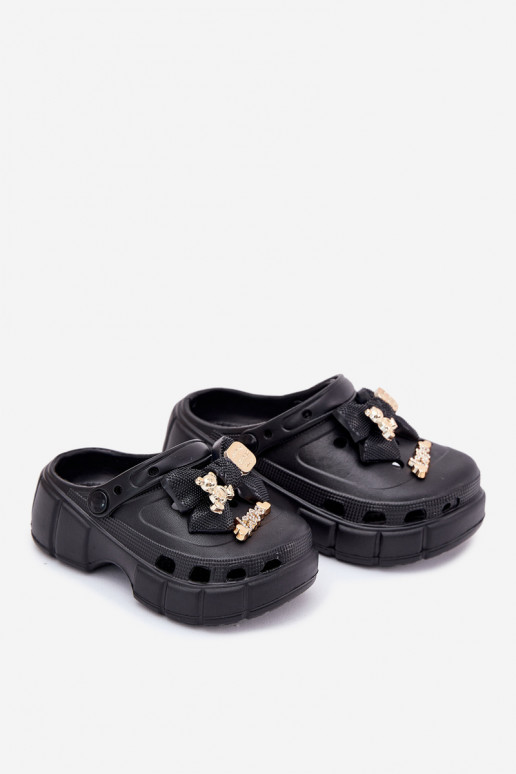 Zapatillas Infantil Infantil Zapatillas ligeras con cintas I Ozdobami de color negro Selvana