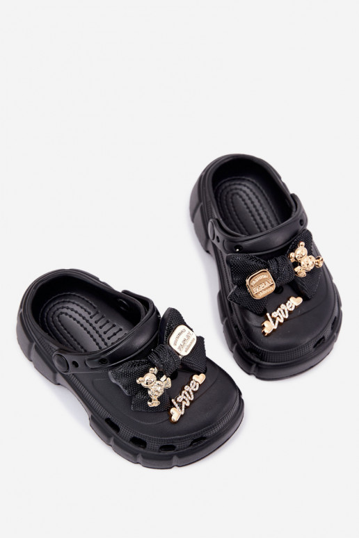 Zapatillas Infantil Infantil Zapatillas ligeras con cintas I Ozdobami de color negro Selvana