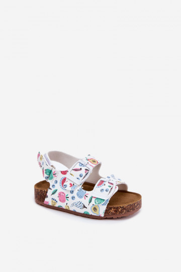 Sandalias para niños con suela de corcho y hebillas en color blanco 2