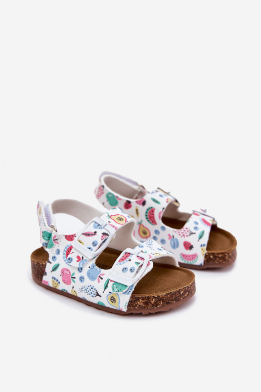 sandalias para niños Sobre suela de corcho con hebillas OAoce el color blanco Thessa