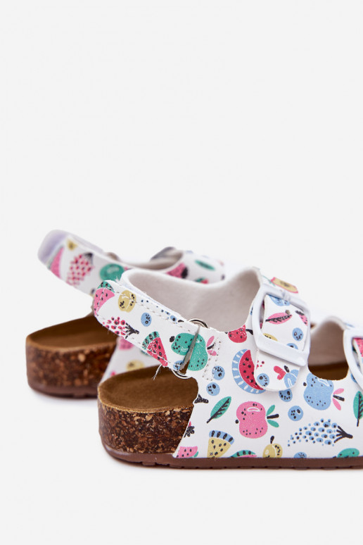 sandalias para niños Sobre suela de corcho con hebillas OAoce el color blanco Thessa