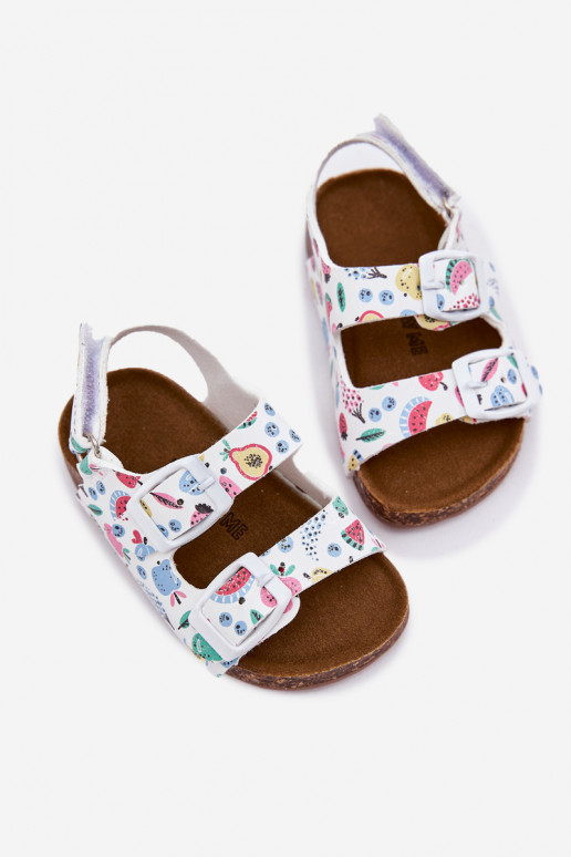 sandalias para niños Sobre suela de corcho con hebillas OAoce el color blanco Thessa