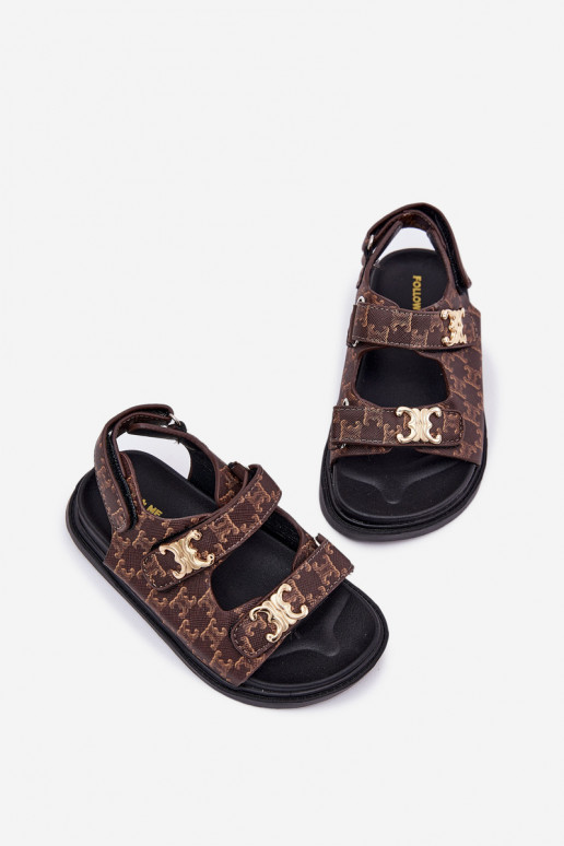 sandalias para niños con sujetadores adhesivos Ze color doradomi Detalami color marrón Cavina sandalias para niños con sujetadores adhesivos Ze color doradomi Detalami color marrón Cavina