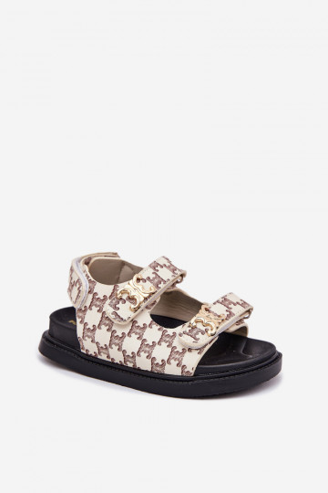 sandalias para niños con sujetadores adhesivos Ze color doradomi Detalami beige Cavina 2