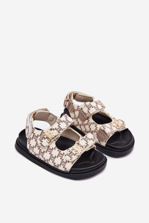 sandalias para niños con sujetadores adhesivos Ze color doradomi Detalami beige Cavina