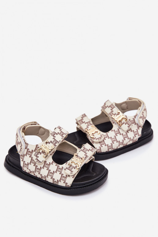 sandalias para niños con sujetadores adhesivos Ze color doradomi Detalami beige Cavina
