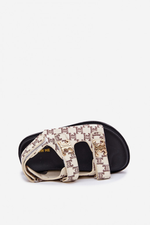 sandalias para niños con sujetadores adhesivos Ze color doradomi Detalami beige Cavina